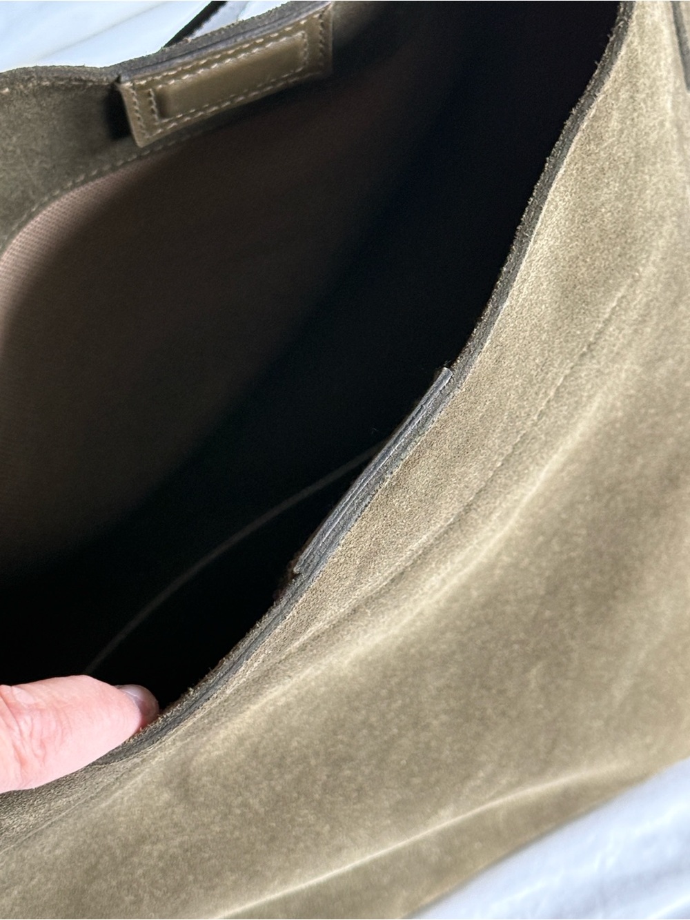Madewell Olive Green Suede Essential Bucket Tote - Picture 4 of 7